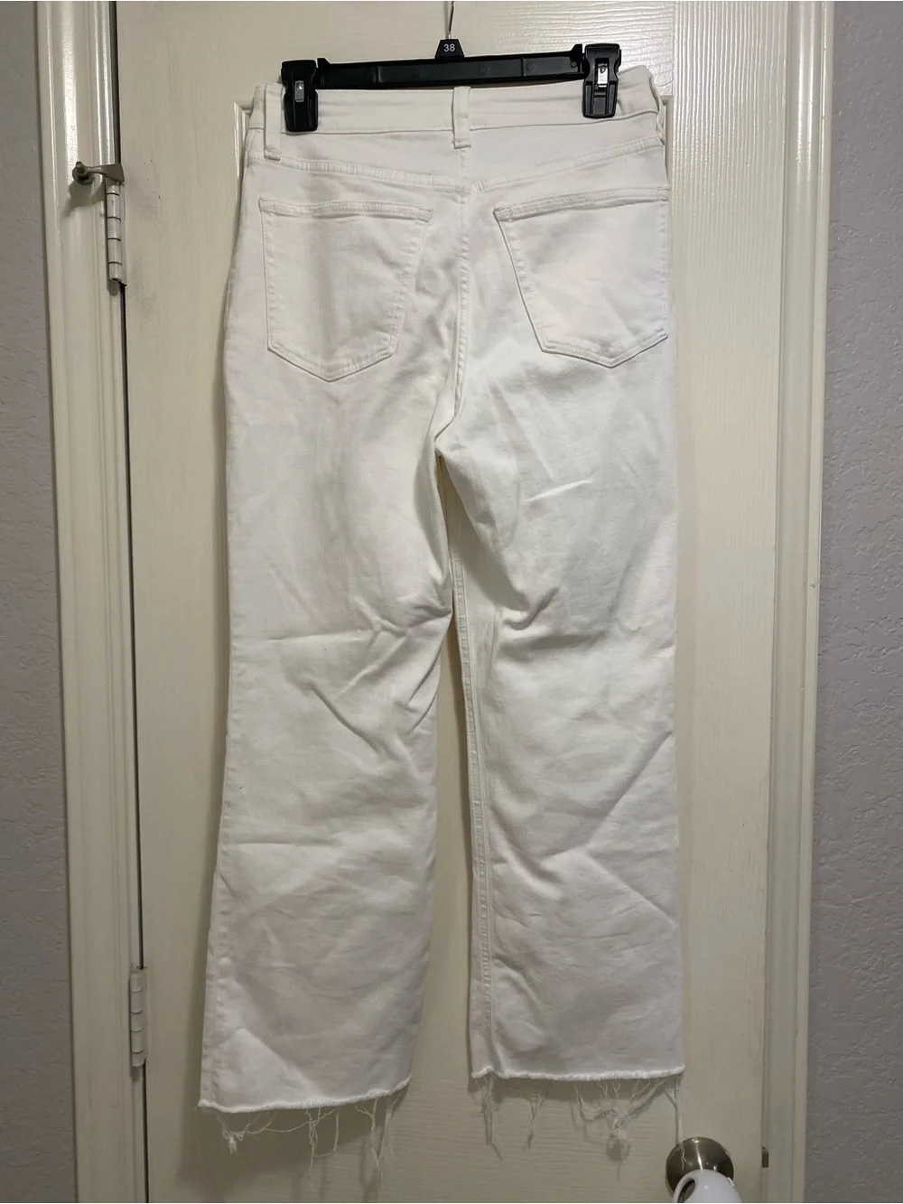 J. Crew White Straight-Leg Jeans with Raw Hem